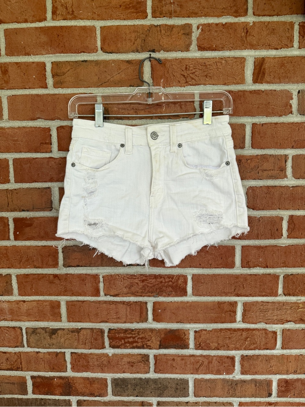 eunina White Distressed Denim Jean Shorts